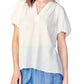 Current Air - Gathered Detail Split-neck Short-sleeve Blouse