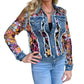 Adore - Denim Jacket With Sheer Floral Embroidery