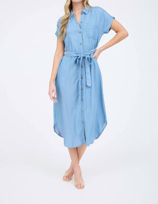 Blu Pepper - Belted Button Down Midi Shirt Dress