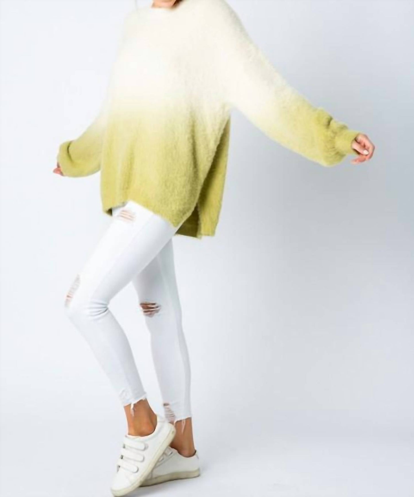 &Merci - Dip Dye Faux Fur Oversize Sweater Top