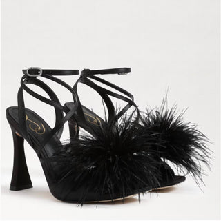Sam Edelman - Women's Layton Ankle Strap Spool Heeled Feather Detailed Sandals