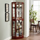 6 Shelf Corner Curio Display Cabinet With Lights, Mirrors And Adjustable Shelves