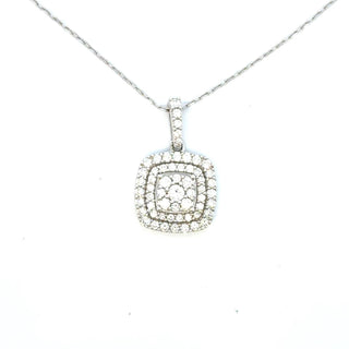 Aamiaa - 1.00 Carat Natural Diamond Cushion Double Halo Pendant
