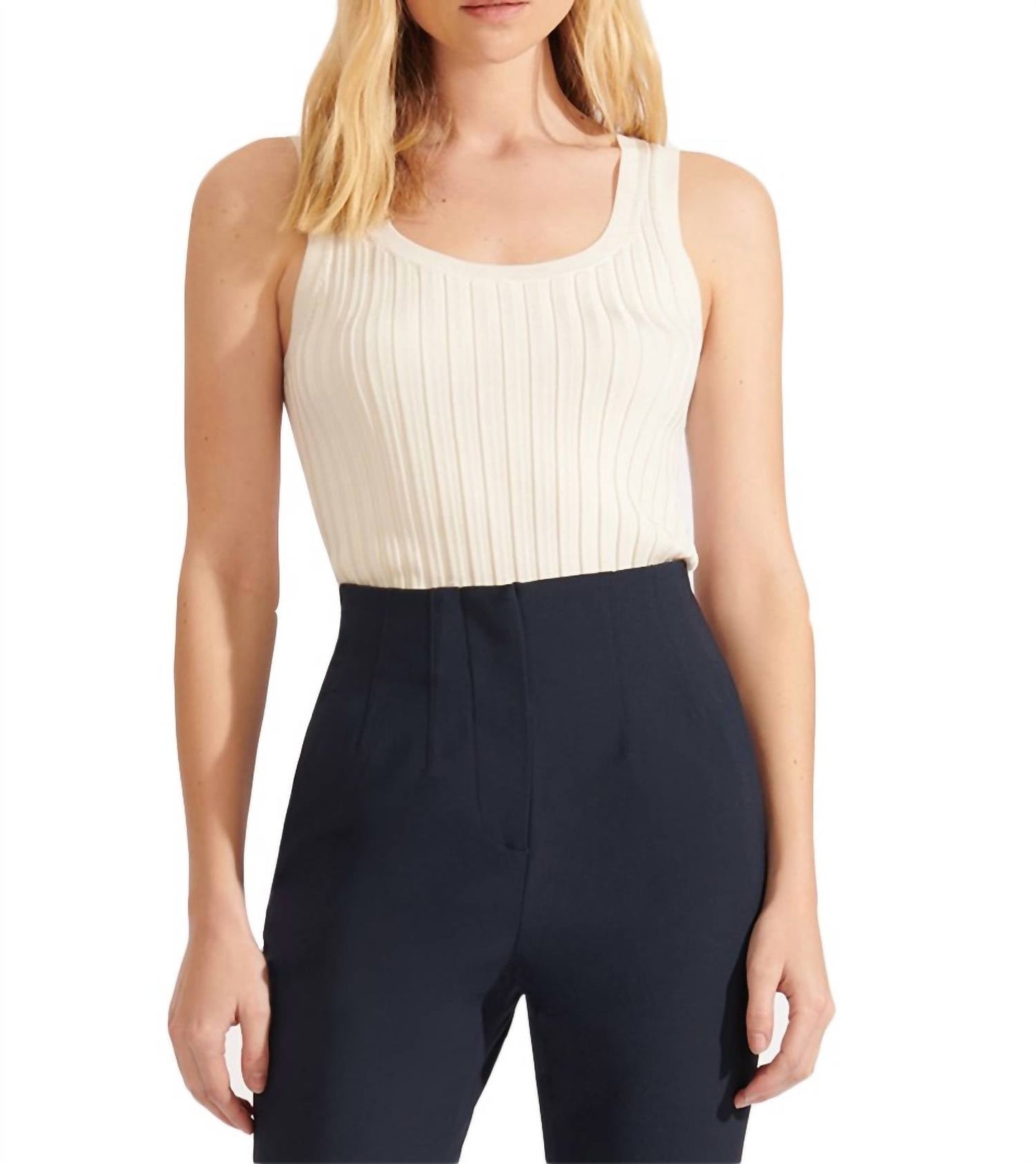 Veronica Beard - SANDRA RIBBED SCOOP NECK TANK TOP