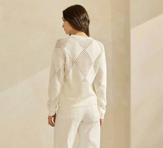 Able - Flower Embroidered Openwork Sweater Top