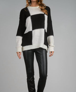 Elan - Checkerboard Crewneck Sweater