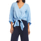 Karen Kane - Blouson Sleeve Linen Tie-Front Top