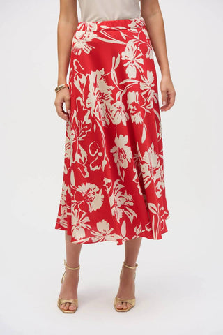 Joseph Ribkoff - Satin Floral Print A-line Skirt