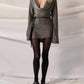 Promesa - Metallic Knit Cowl-Neck Bell-Sleeve Mini Dress