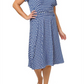 Leota Women's Brittany Print Fit & Flare Jersey Midi Dress Blue Size 1X