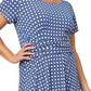 Leota Women's Brittany Print Fit & Flare Jersey Midi Dress Blue Size 1X