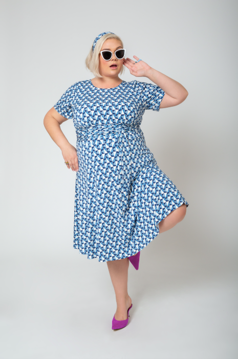Leota Women's Brittany Short Sleeve Jersey Dress Blue