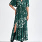 Elan - Short Sleeve Maxi V-neck Tiered Dress