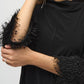 Joseph Ribkoff - Fringe Cuffs Mock Neck Boxy Top