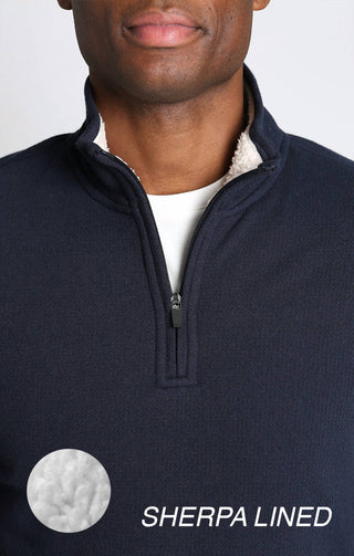 Jachs New York - Recycled Jacquard Sherpa Lined Quarter Zip Pullover Sweatshirt
