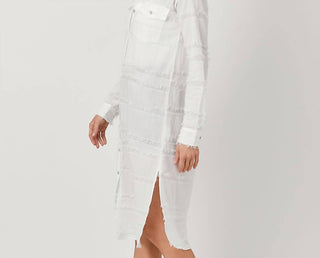 Mystree - Textured Gauze Long Shirt Dress