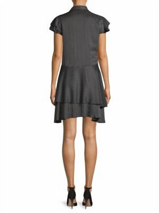 Alice + Olivia - Moore Pinstripe Ruffle Shirtdress