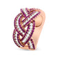 18K Rose Gold Red Ruby and 7/8 Cttw Diamond Woven Braided Band Ring (F-G Color, VS1-VS2 Clarity) - Ring Size 7