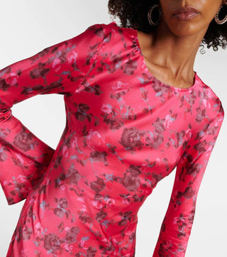 Ganni - Printed Satin Mini Dress