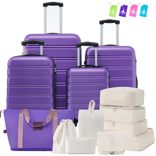 Expandable Hardshell 4-Piece  Luggage Set — (16", 20", 24", 28") Purple