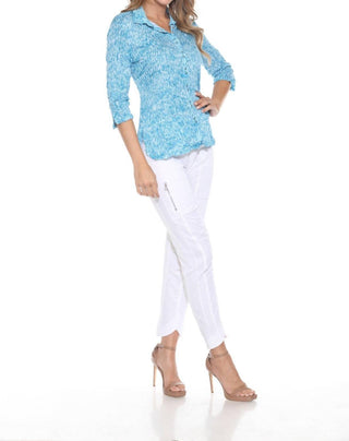 Carine - Aqua Ripples Sabrina Button Down Shirt