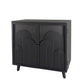 Modern Black Wood Storage Cabinet with Embossed Door