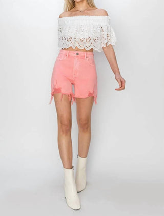Risen - High Rise Distressed Denim Shorts