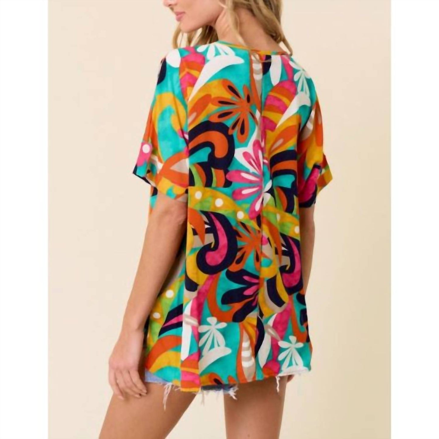 Lovely Melody - Colorful Floral Hi-Lo Top