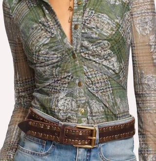 Ramy Brook - Hamilton Plaid Jacquard Button Up Top