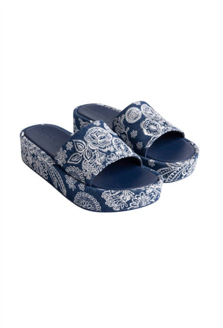 Johnny Was - Women's Bandana Embroidered Platform Slide Sandal