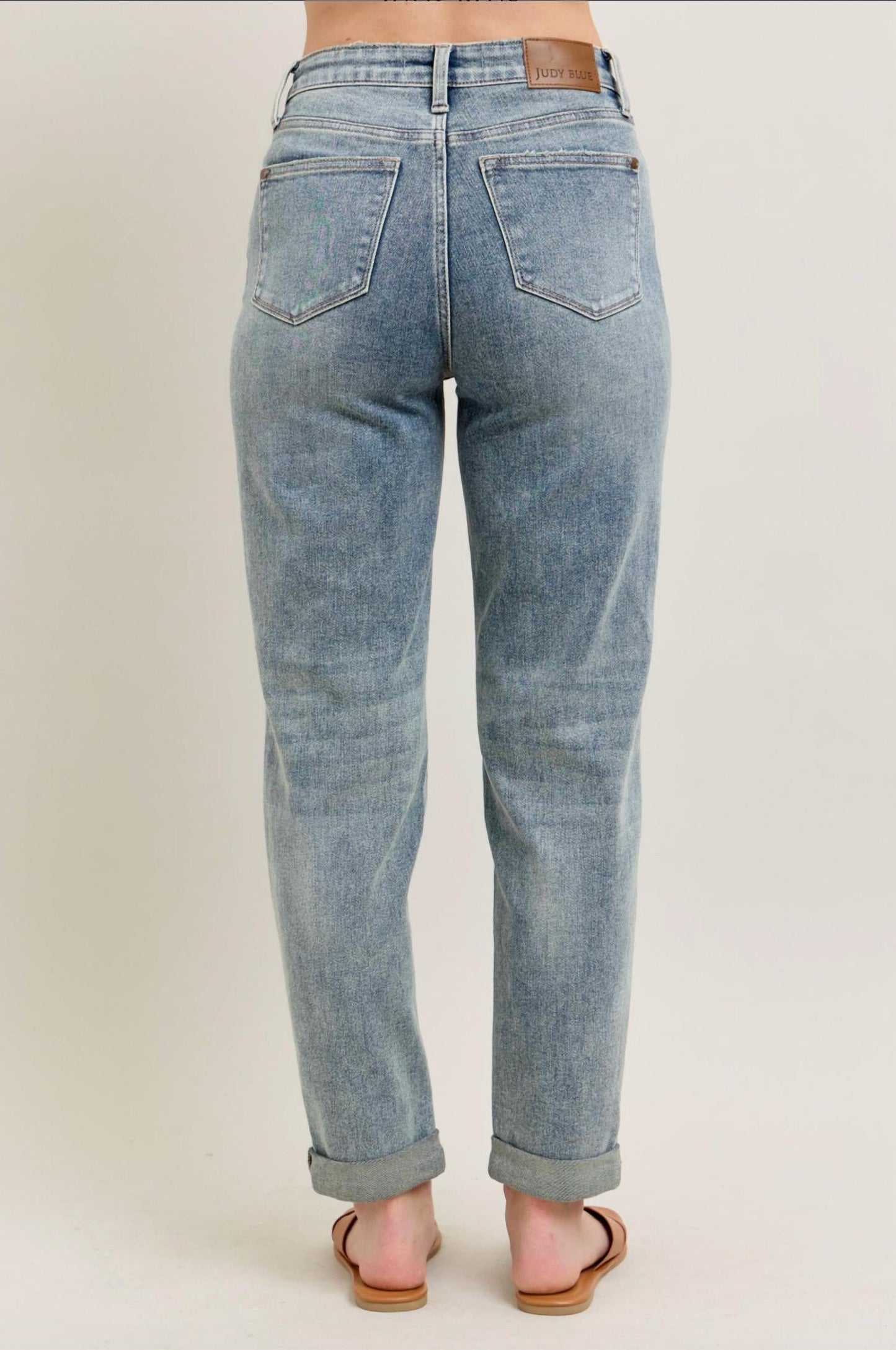 Judy Blue - High Waist Double Roll Cuff Boyfriend Jeans