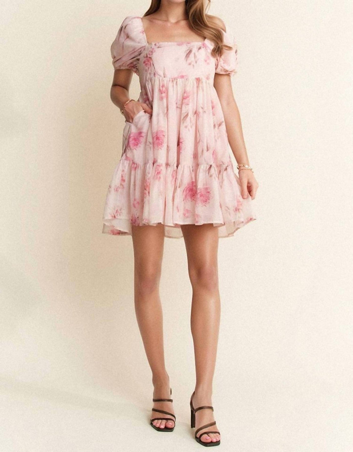 Davi & Dani - Lace Mini Dress Ruffle Sleeve