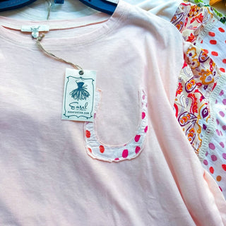 Easel - Printed Sleeve Cotton Jersey Top