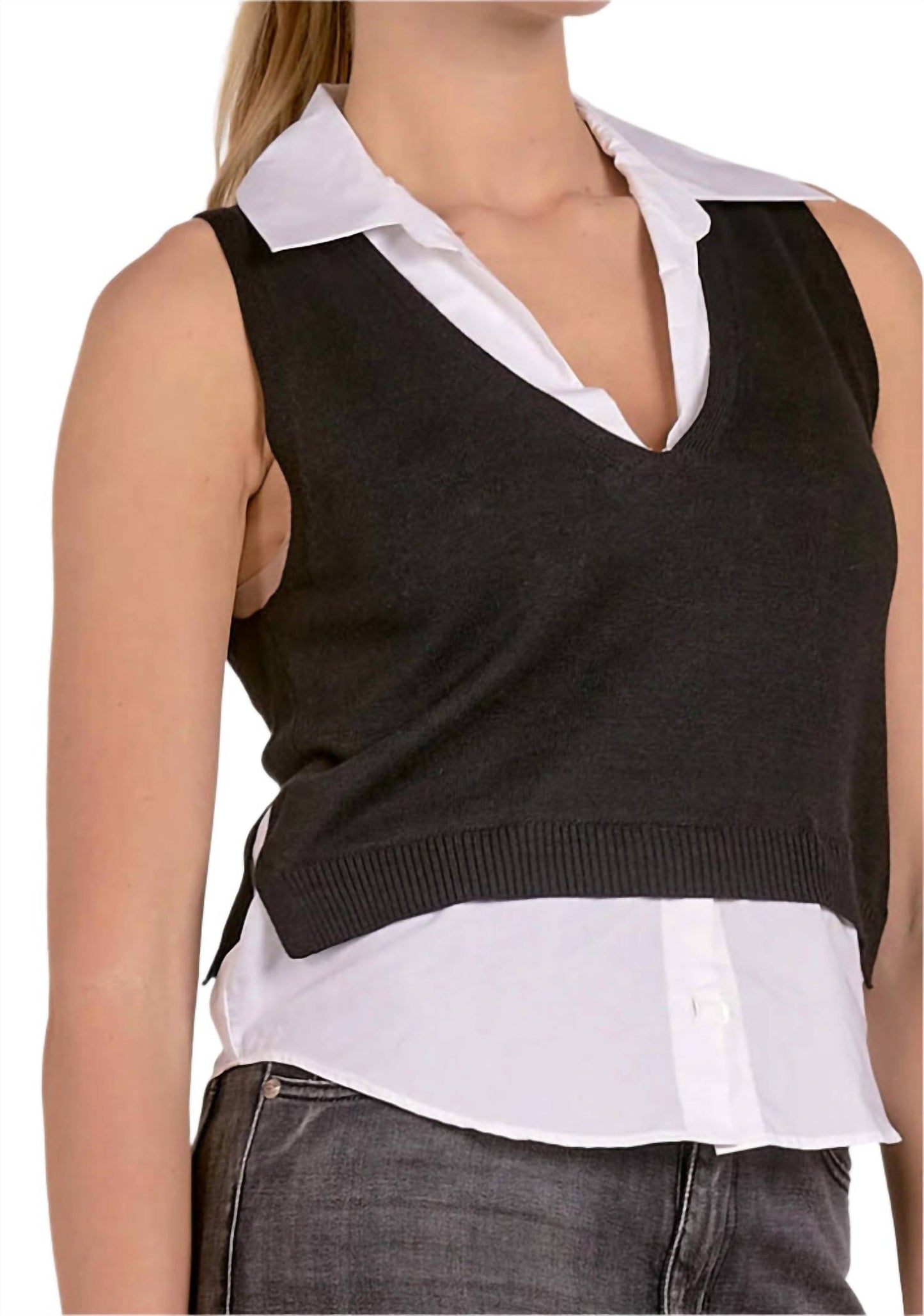 Elan - Daphne Sleeveless Layered Top