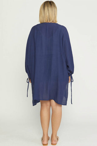 Entro - Crochet Trim Open Front Kimono