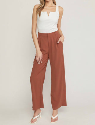 Entro - High Waisted Full Leg Pants With Pockets