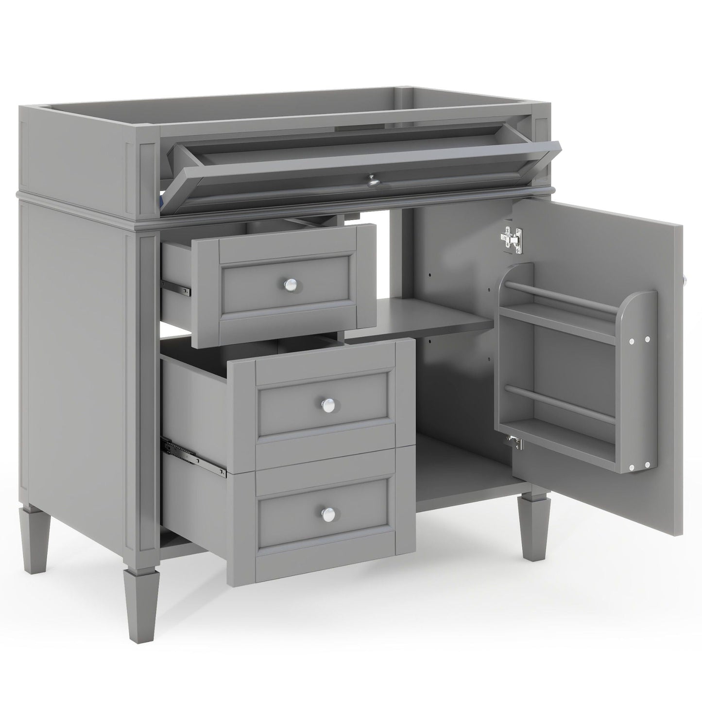 Bathroom Vanity With 2 Drawers and Tip-Out Drawer Storage Cabinet