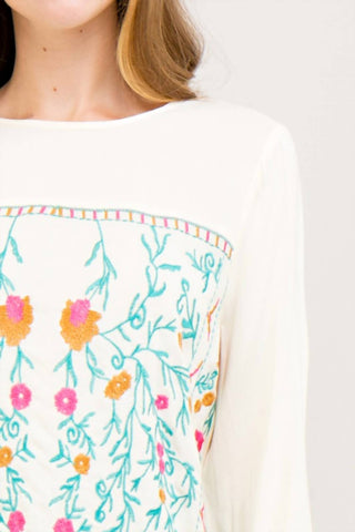 Entro - Floral Embroidered Tunic Blouse