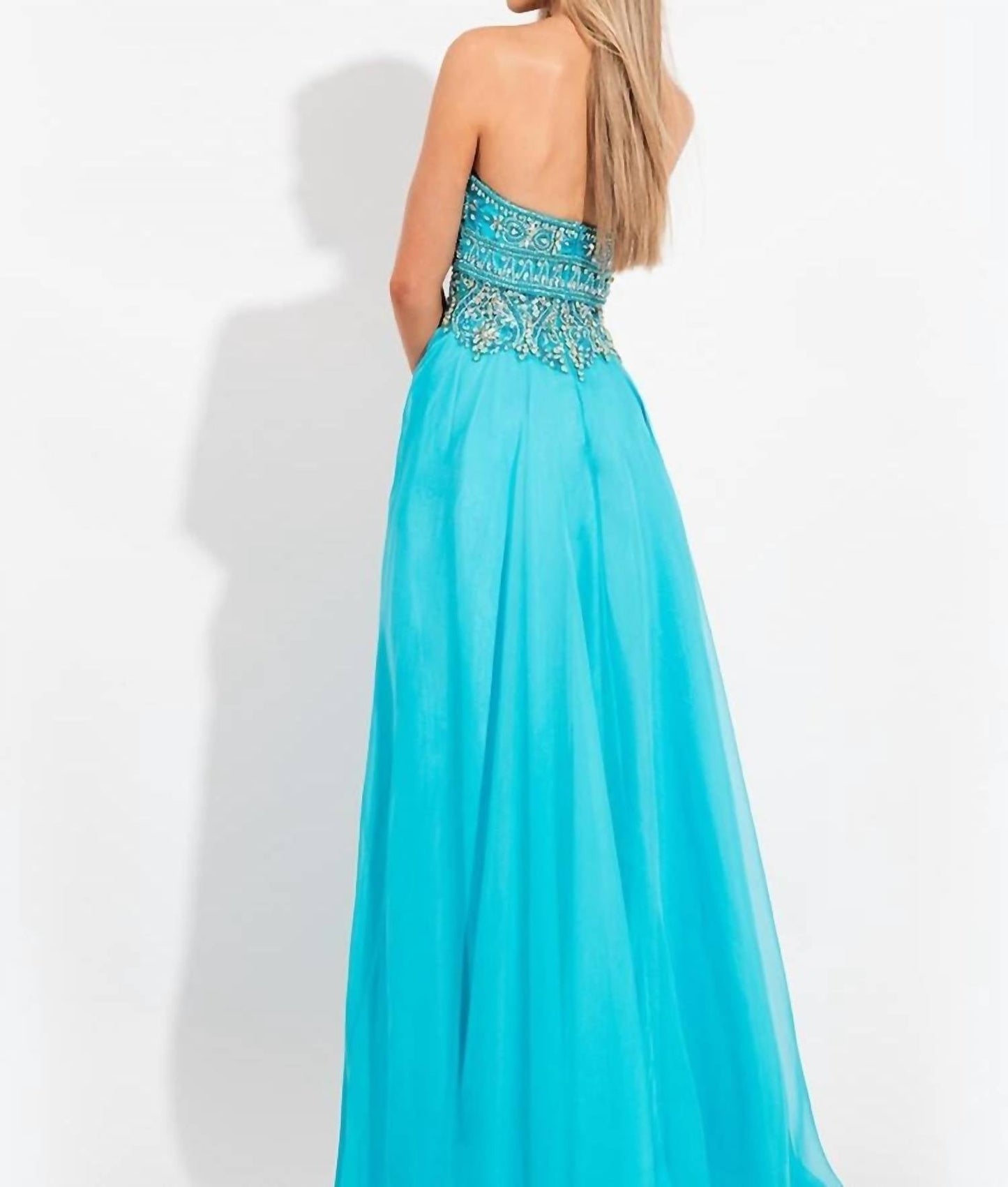 Rachel Allan - Strapless Embellished Chiffon Gown