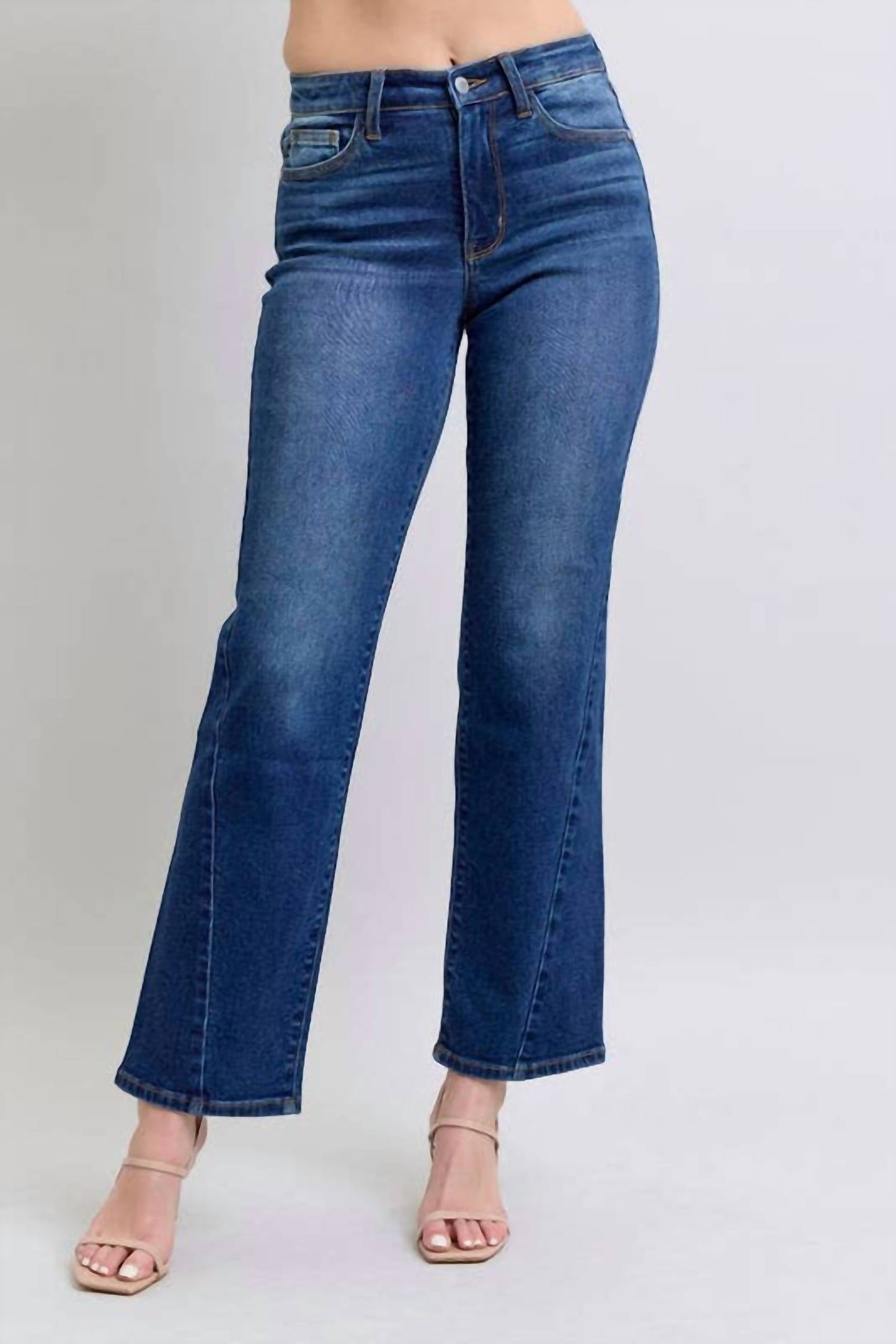 Judy Blue - Mid Rise Side Seam Detail Straight Jeans