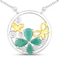 1.35 Carat Genuine Emerald and White Topaz .925 Sterling Silver Pendant