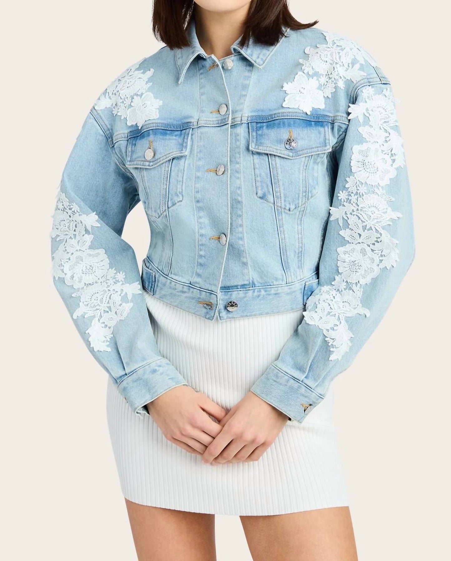 Generation Love - Valex Floral Lace Denim Jacket