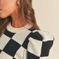 &Merci - Check Puff Sleeve Sweater