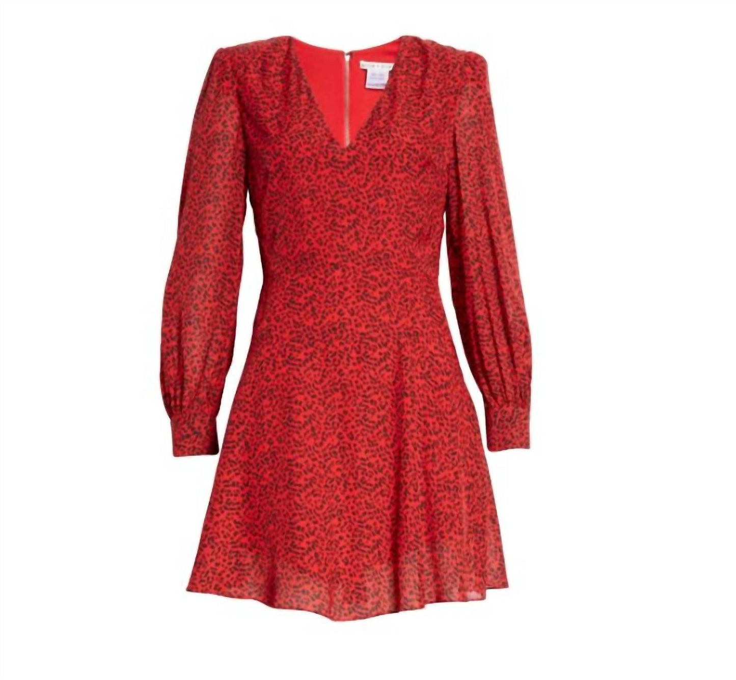 Alice + Olivia - Leopard Print Long Sleeve Chiffon Fit & Flare Mini Dress