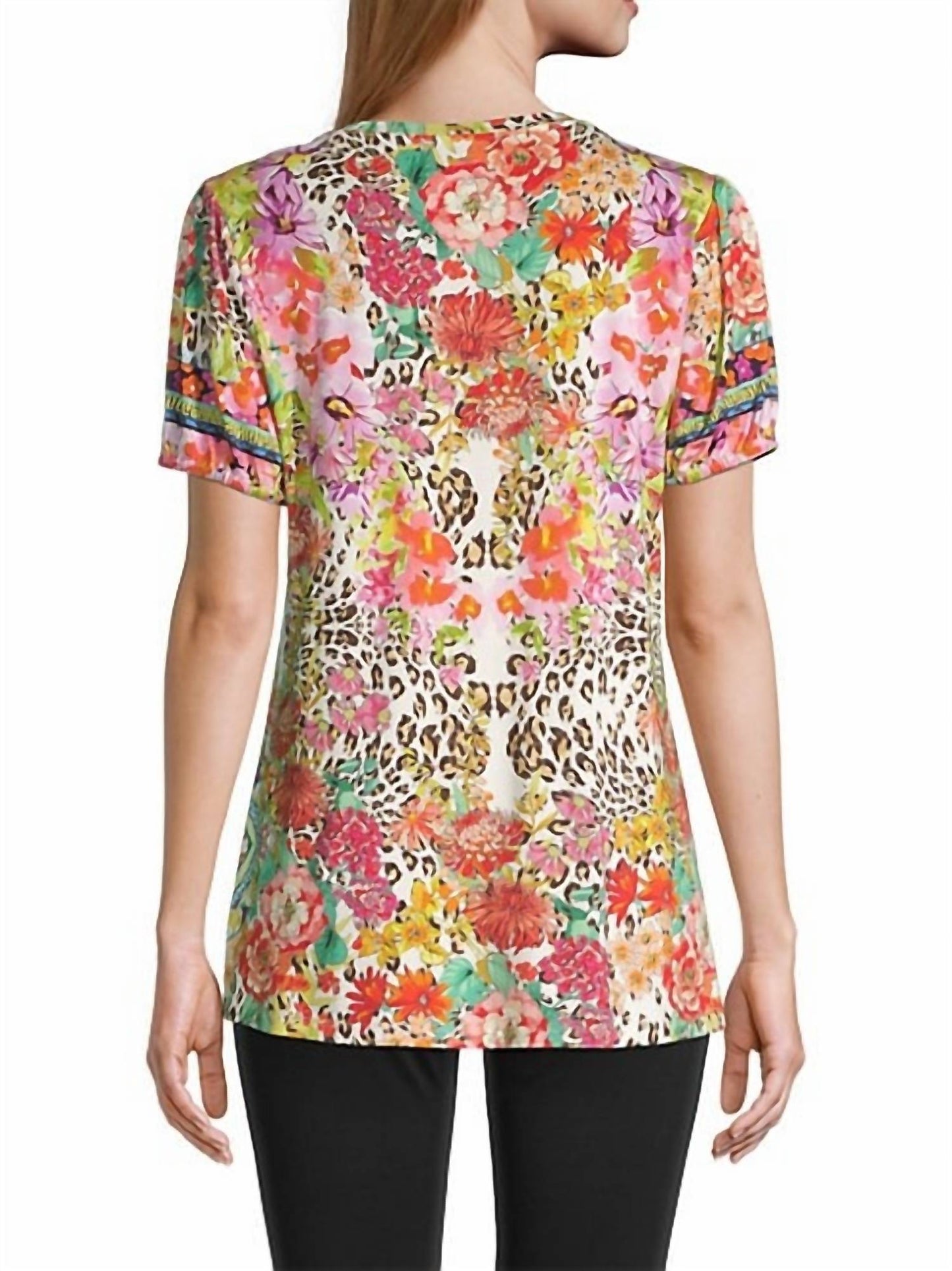 Johnny Was - WILD GARDEN PRINTED PUFF-SLEEVE FLARED T-SHIRT