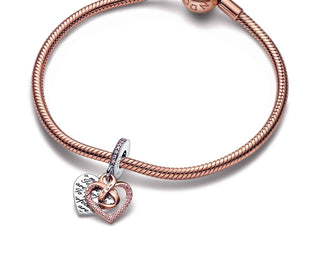 Pandora - Women's Two-tone Infinity Heart Double Dangle Charm