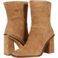 Vince Camuto - Women's Dantania Tan Suede Fashion Mid Calf Square Toe Block Heel Boots