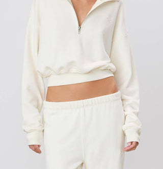 Eterne - Cropped Half-zip Sweatshirt