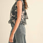 &Merci - Metallic Floral Jacquard Bubble Hem Top