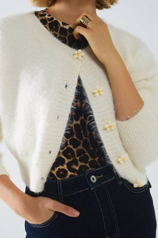 Q2 - Flower Button Cardigan